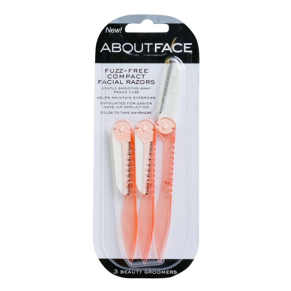 About Face Fuzz-Free Folding Facial Razors, 3 Beauty Groomers